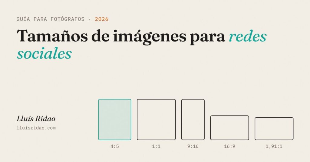 Tamaños de imágenes para redes sociales 2026: guía para fotógrafos de Lluís Ridao